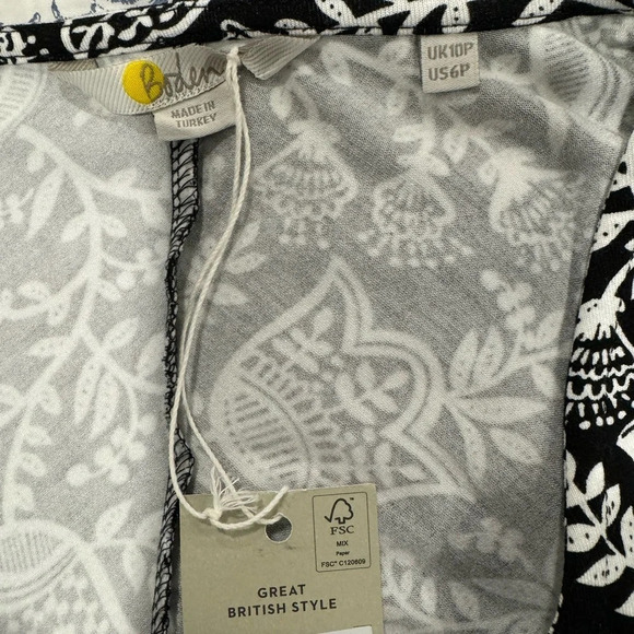 Boden Ruched Jersey
Midi Dress
• Color/pattern: black and ivory, tulip vine - Picture 9 of 9